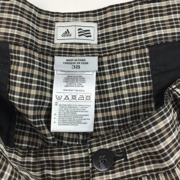 Adidas Shorts mens Golf 38 plaid black tan stretch 11 inch P16169 MCL ac… - Picture 3 of 10
